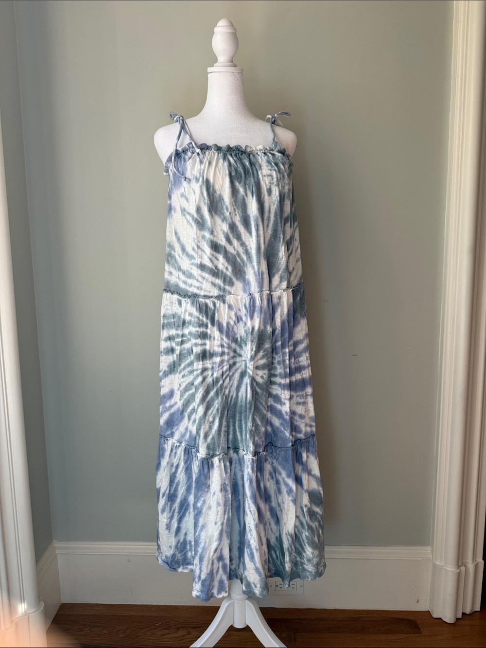 Lucky Brand Blue and White Tie-Dye Maxi Dress Size S